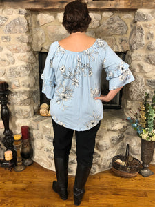 Top Jessica - White and Blue - The Ruby Lotus Boutique