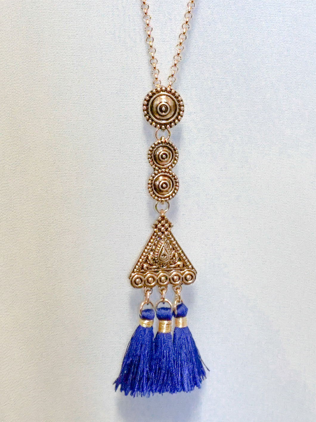 Jewelry Athens - Long Chain Necklace Set - Blue - The Ruby Lotus Boutique