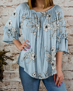 Top Jessica - White and Blue - The Ruby Lotus Boutique